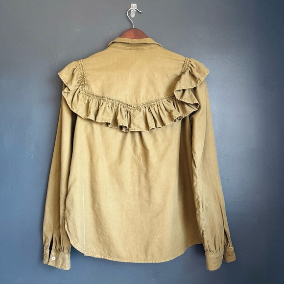 Anthropologie Pilcro Ruffle Button Down Blouse - Picture 3 of 7